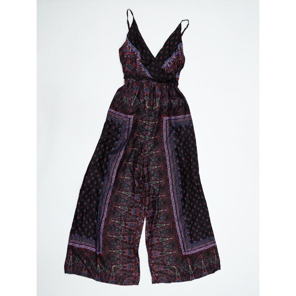 Free People Boho Coastal Wide Leg Jumpsuit Tie Waist Printed Festival Romper - Picture 4 of 16